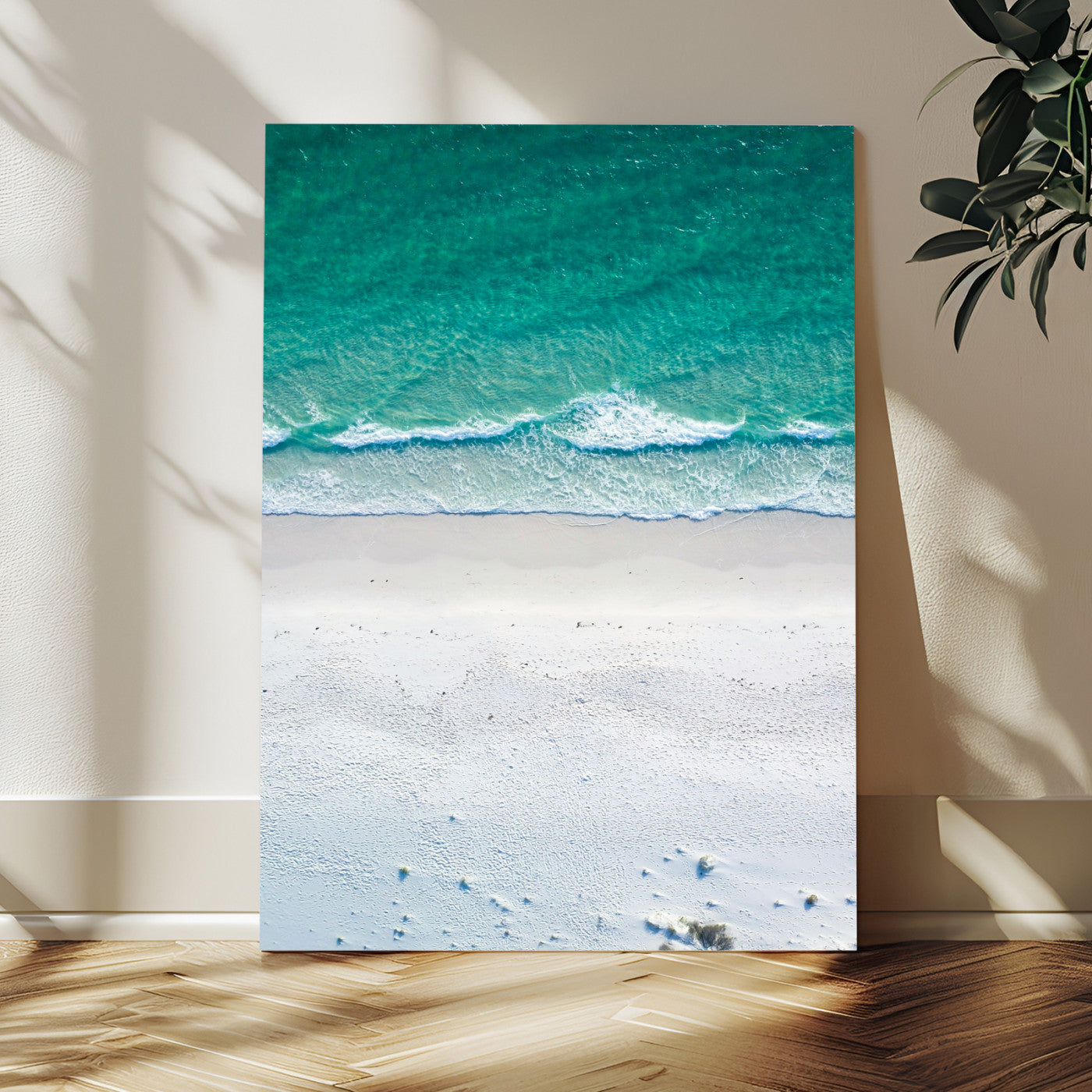 -Soft Waves Wall Art Canvas Print, Framed Seaside Escape Art Picture Print, Minimalist Beach Aesthetic Perfect Coastal Minimalist Decor Artwork