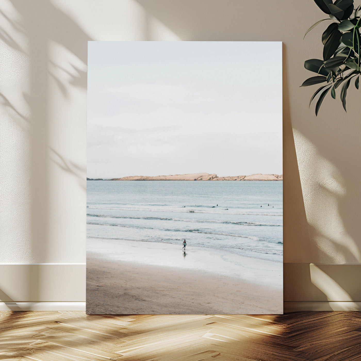 66350373-MGV-CV-24X36-Minimalist Beach Wall Art Canvas Print – Framed Soft Blue Tones Tranquil Ocean Coastal Minimalist Artwork for Home, Office