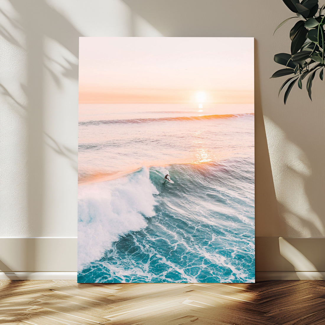 Pastel Ocean Wall Art Canvas Print, Tranquil Nautical Seascape with Soft Waves