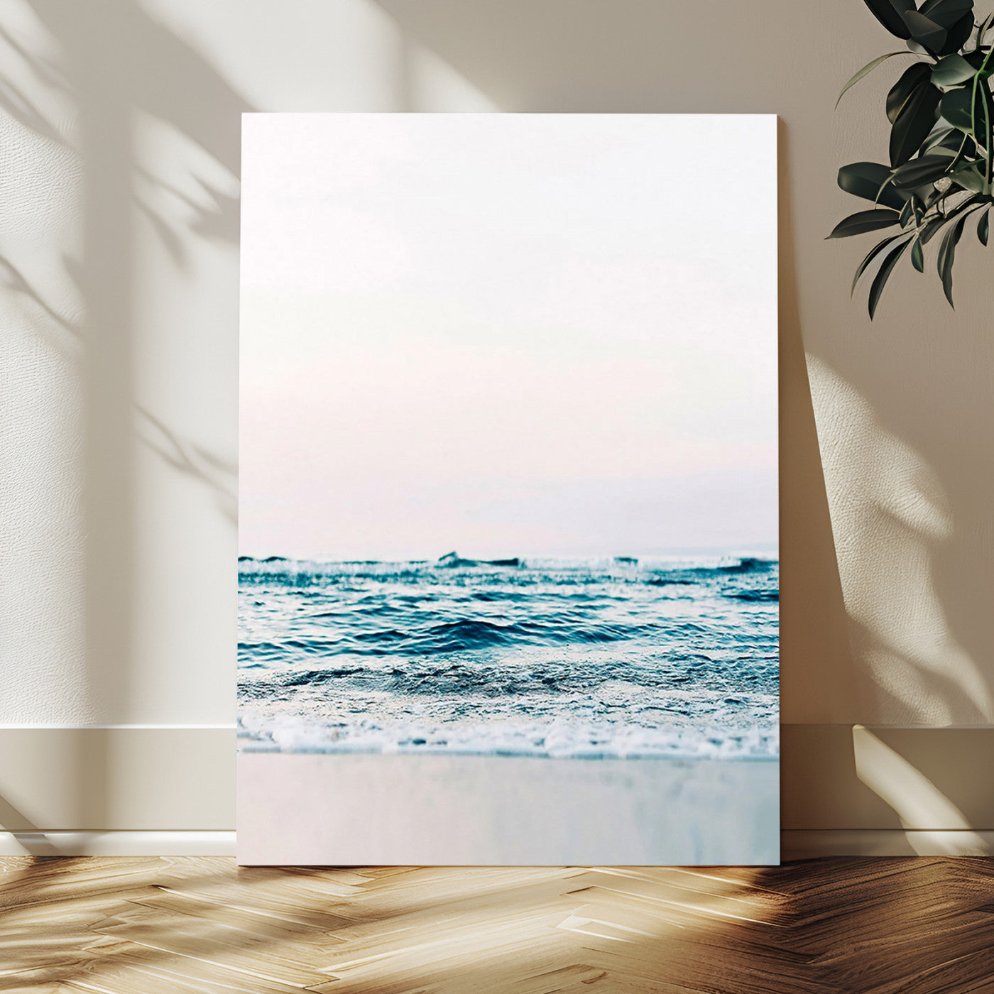 17196851-MGV-CV-24X36 - Ocean Wave Wall Art Canvas Print, Minimal Seascape Photography, Coastal Blue Water Artwork, Vertical Beach Wall Decor, Calm Sea Nature Print