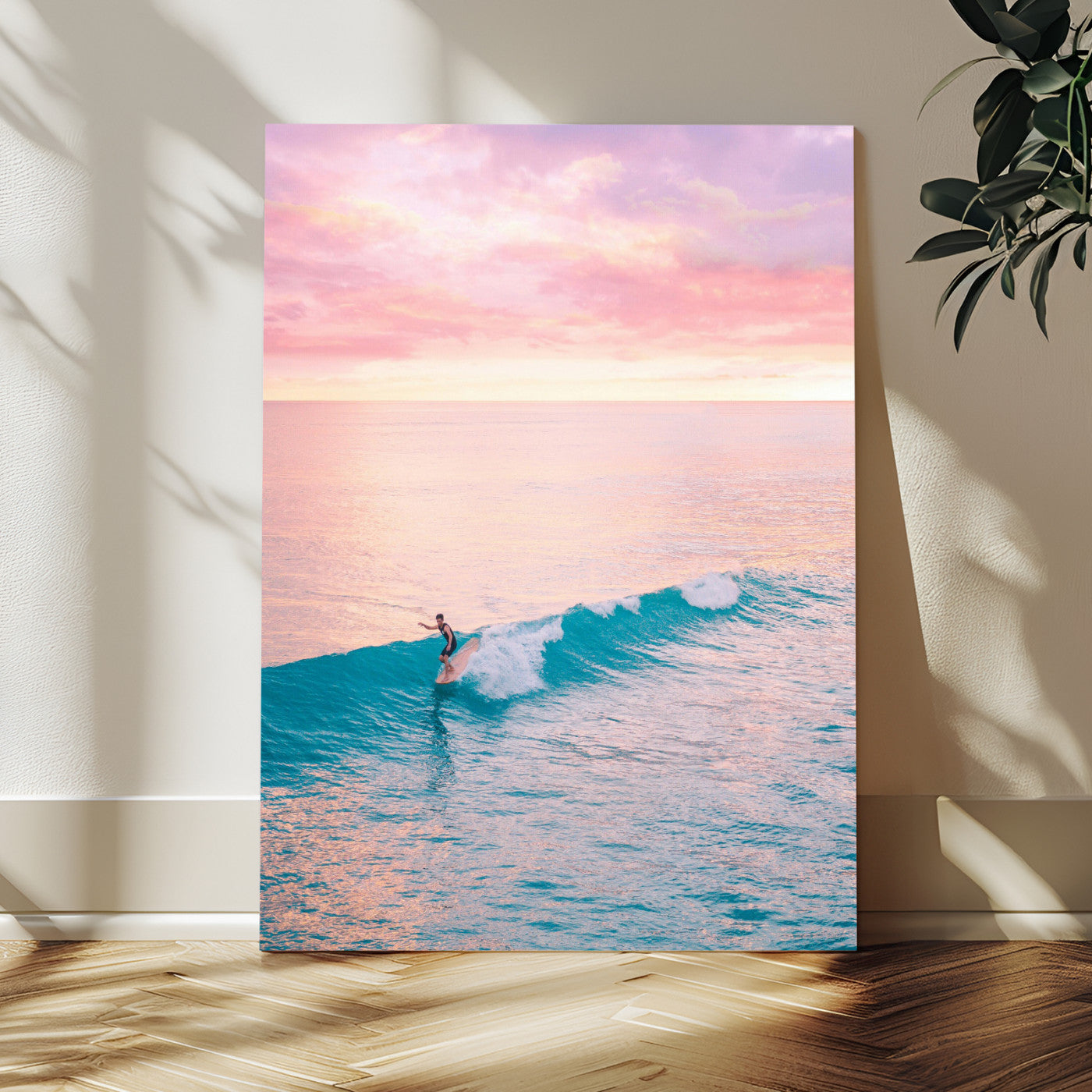 44011962-MGV-CV-24X36 - Sunset Surf Wall Art Canvas Print – Coastal Ocean Photography Artwork Print for Living Room, Beach House, and Relaxing Home Decor