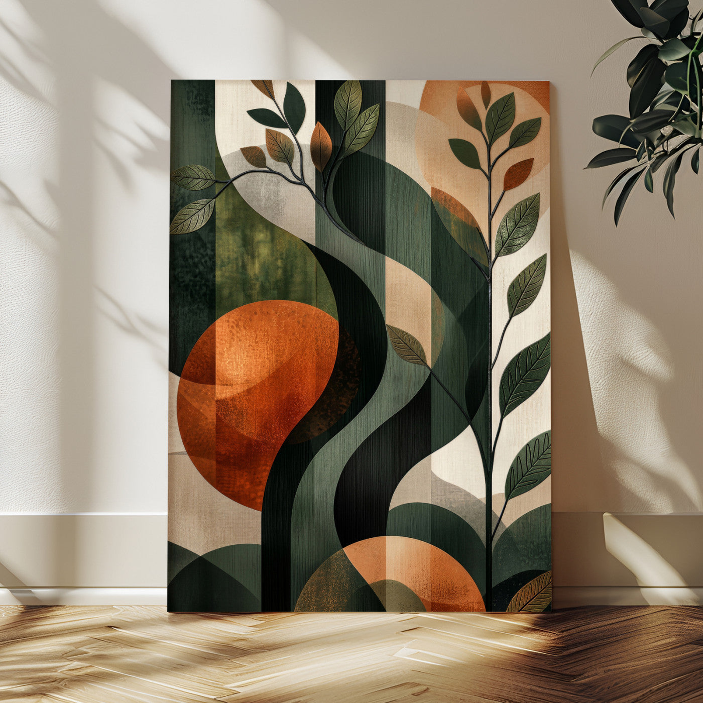 82797335-MGV-CV-24X36 - Abstract Green Flowers Wall Art Canvas Print