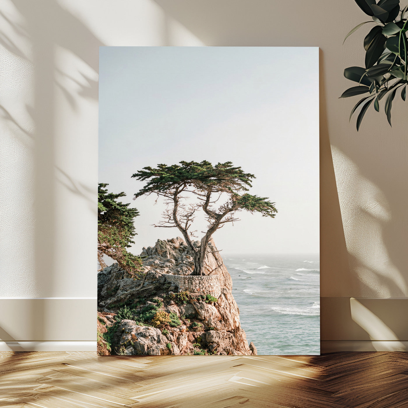 68839391-MGV-CV-24X36 - Lone Cypress Canvas Wall Art, Pebble Beach California Photography Print, Coastal Tree Ocean Decor, Monterey Nature Art, Minimalist Wall Art
