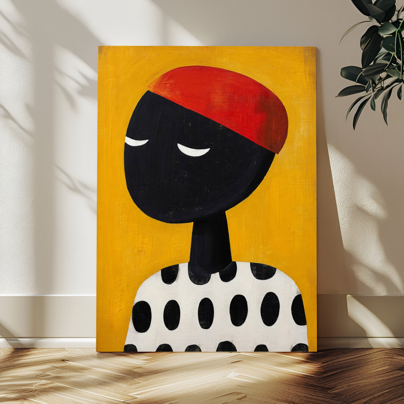 89224103-MGV-CV-24X36 - Abstract Portrait Wall Art Canvas Print, Framed Modern Figurative Artwork, Minimalist Contemporary Statement Wall Decor