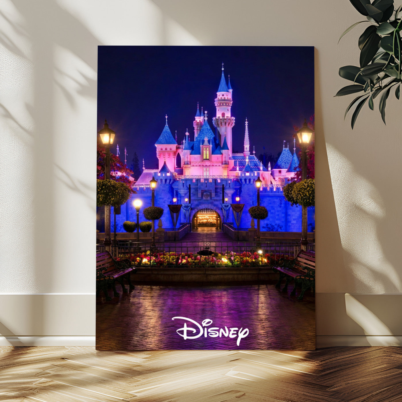 79435D-MGV-CV-24X36 - Disney Castle Wall Art – Framed Magic Kingdom Canvas Artwork, Fairytale Design, Kids Room Fantasy Decor for Home, Office