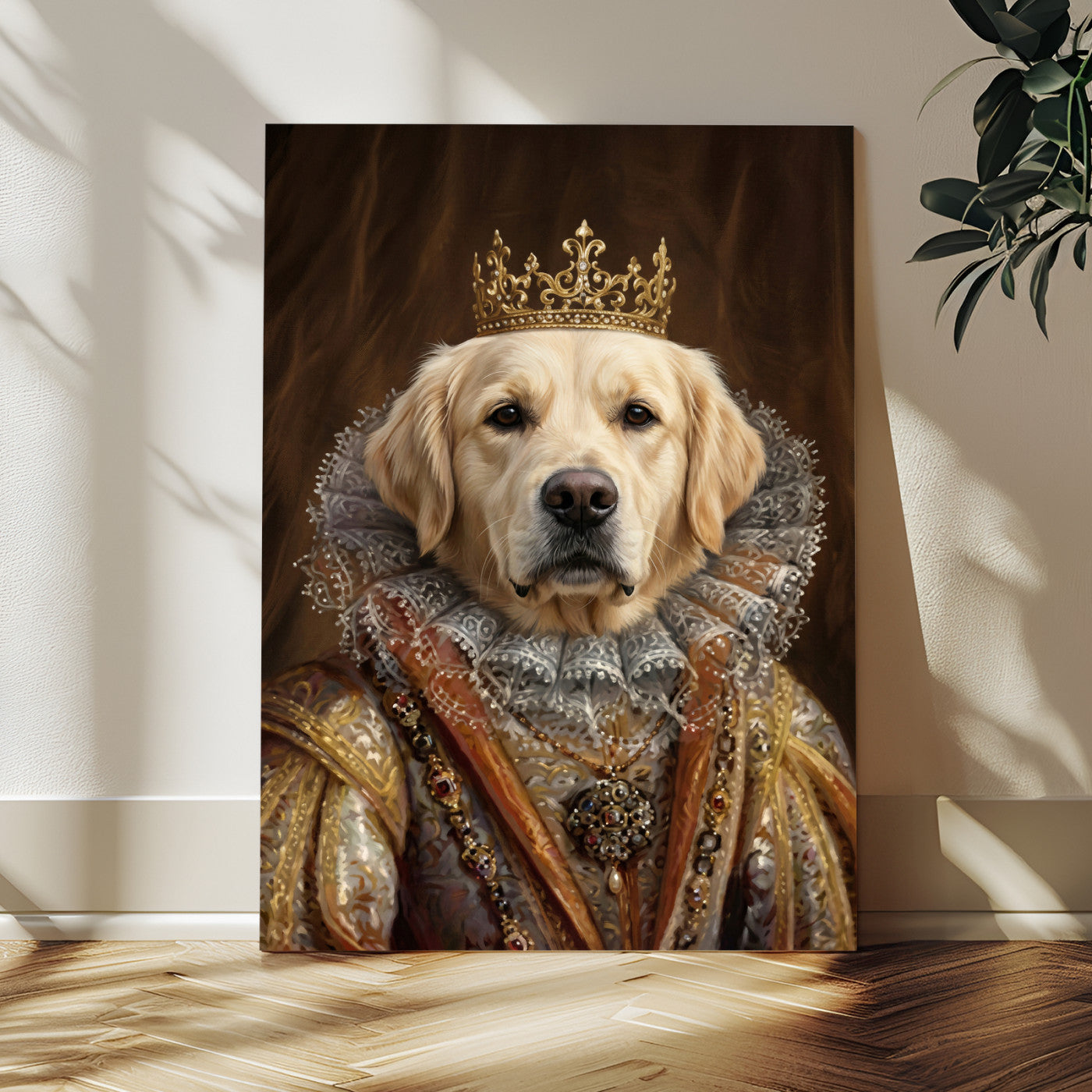 38460512L2-MGV-CV-24X36 - Custom Royal Pet Portrait Canvas, Your Dog or Cat as Queen King Aristocrat, Personalized Regal Animal Art