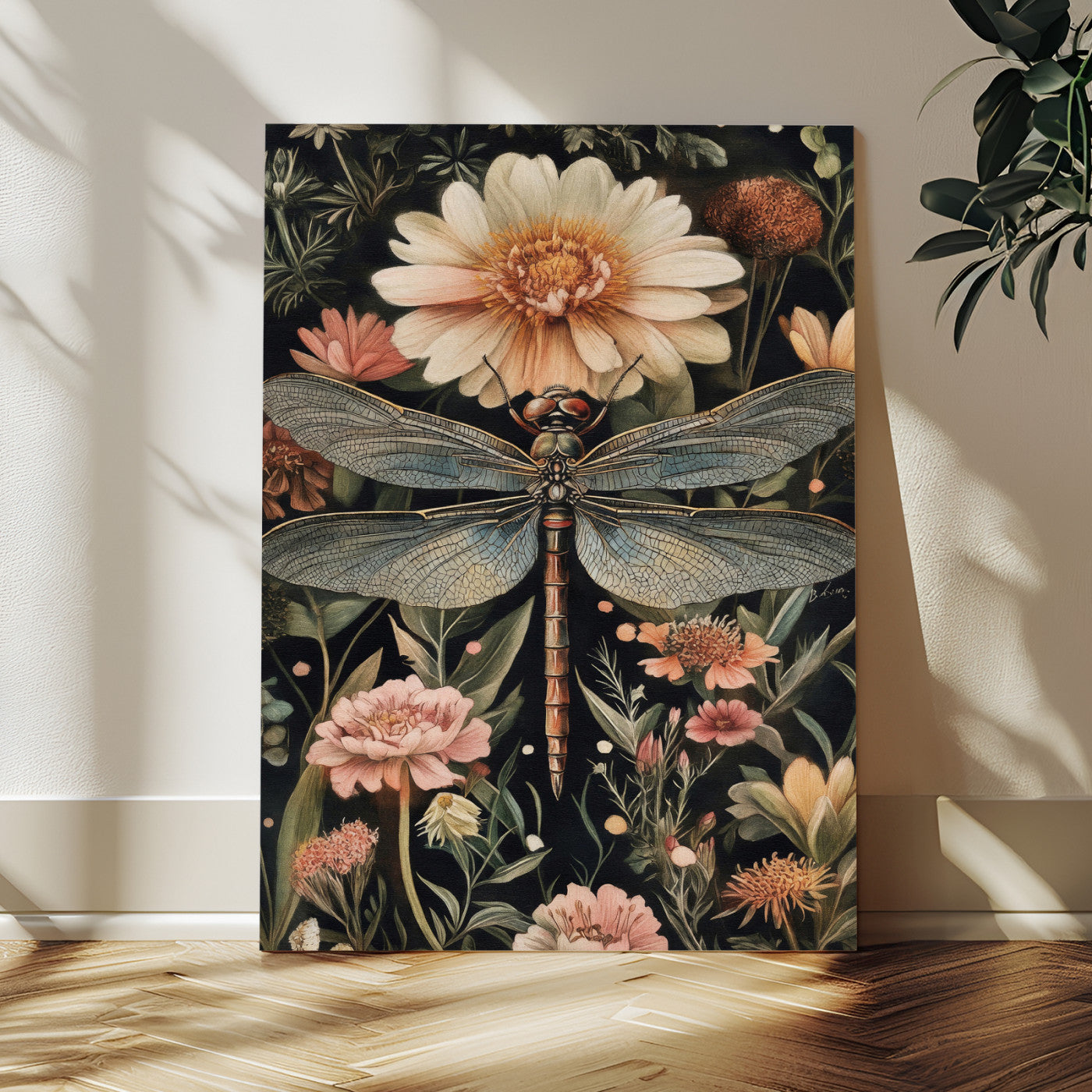 42409493-MGV-CV-24X36 - William Morris Style Prints Canvas Wall Art Lnner Framed, Vintage Bee Botanical Floral Wall Art Decor Pictures for Livingroom, Animals Pictures Decor Artwork