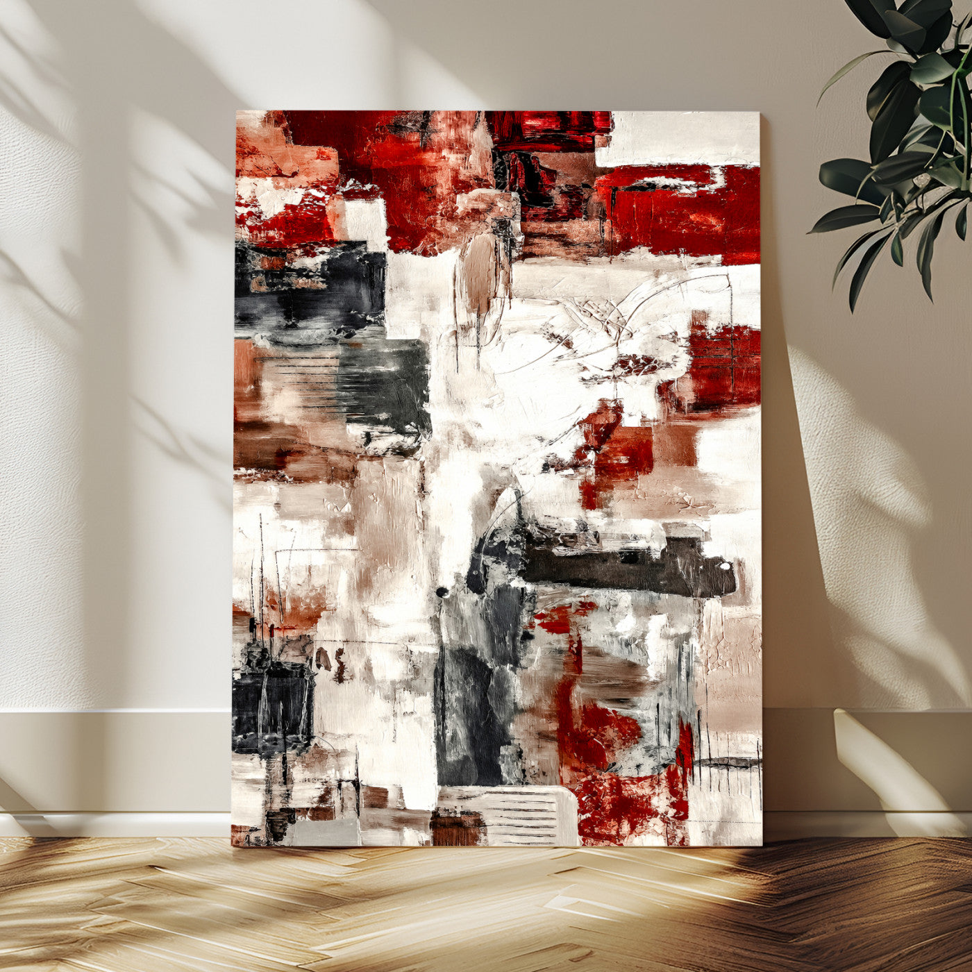 23953633-MGV-CV-24X36 - Blue Teal Abstract Canvas Wall Art | Modern Textured Painting Print, Navy Orange White Contemporary Art, Neutral Living Room Decor, Office Art