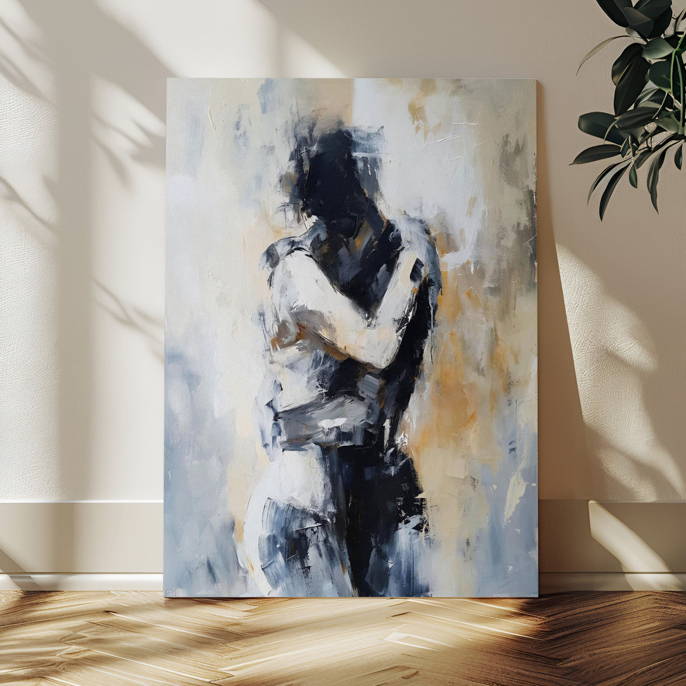 78448953-MGV-CV-24X36 - Monochrome Figurative Abstract Canvas Wall Art Moody Figure Oil Painting Print
