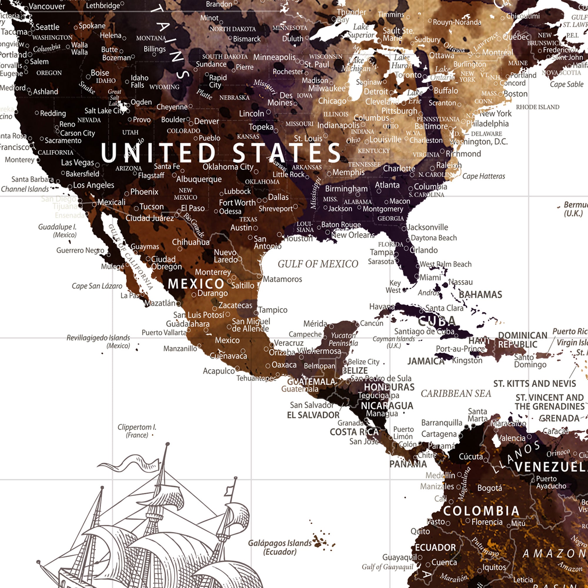 95729279-MGV-CV-36X24-Personalized Vintage World Map Canvas – Custom Framed Push Pin Travel Map Wall Art, Rustic Gift for Couples and Travel Lovers