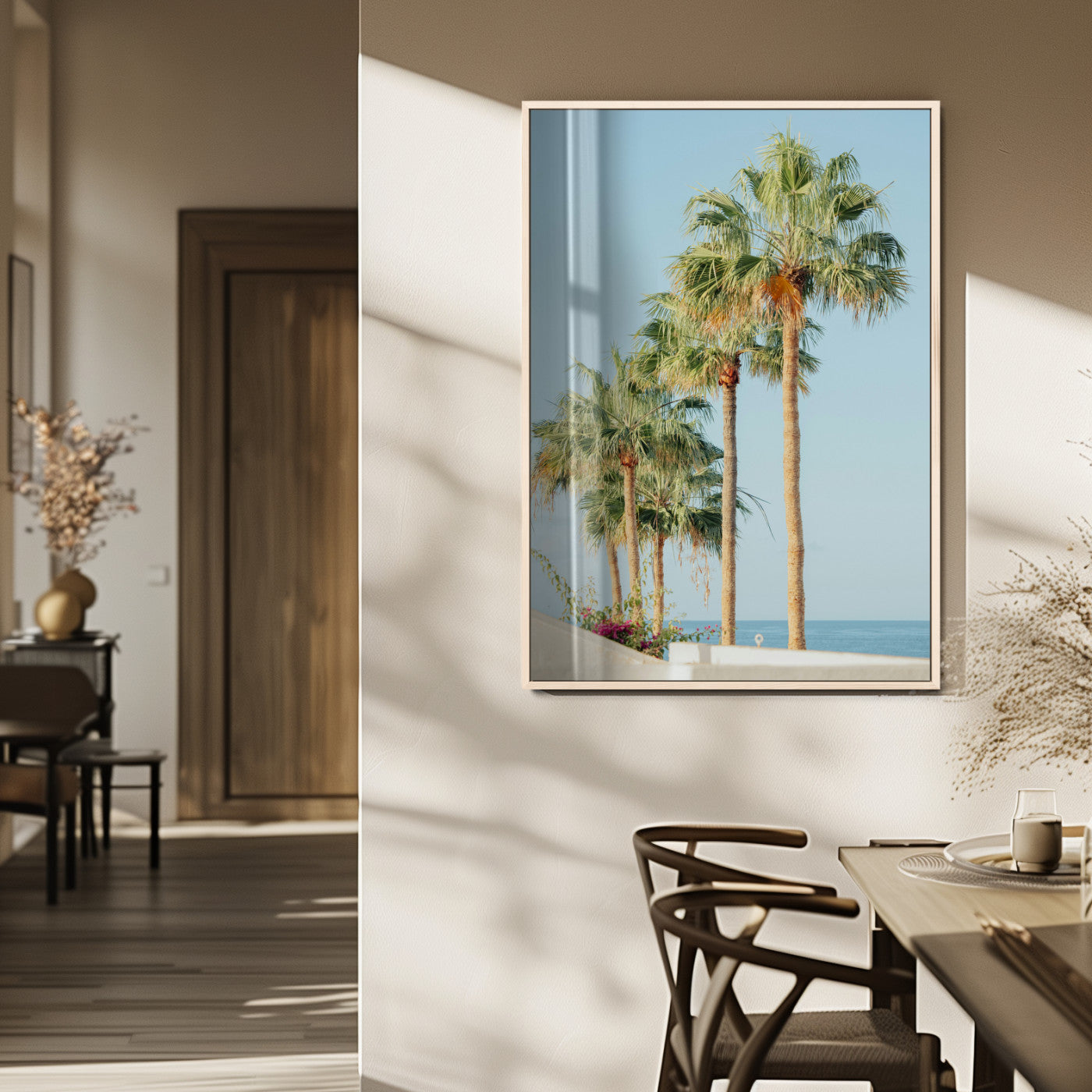 46777020-MGV-FP-48X32-3P_Natural-Tropical Ocean Canvas Print – Framed Beach Coastal Nautical Wall Art Seascape Landscape Artwork for Home, Office