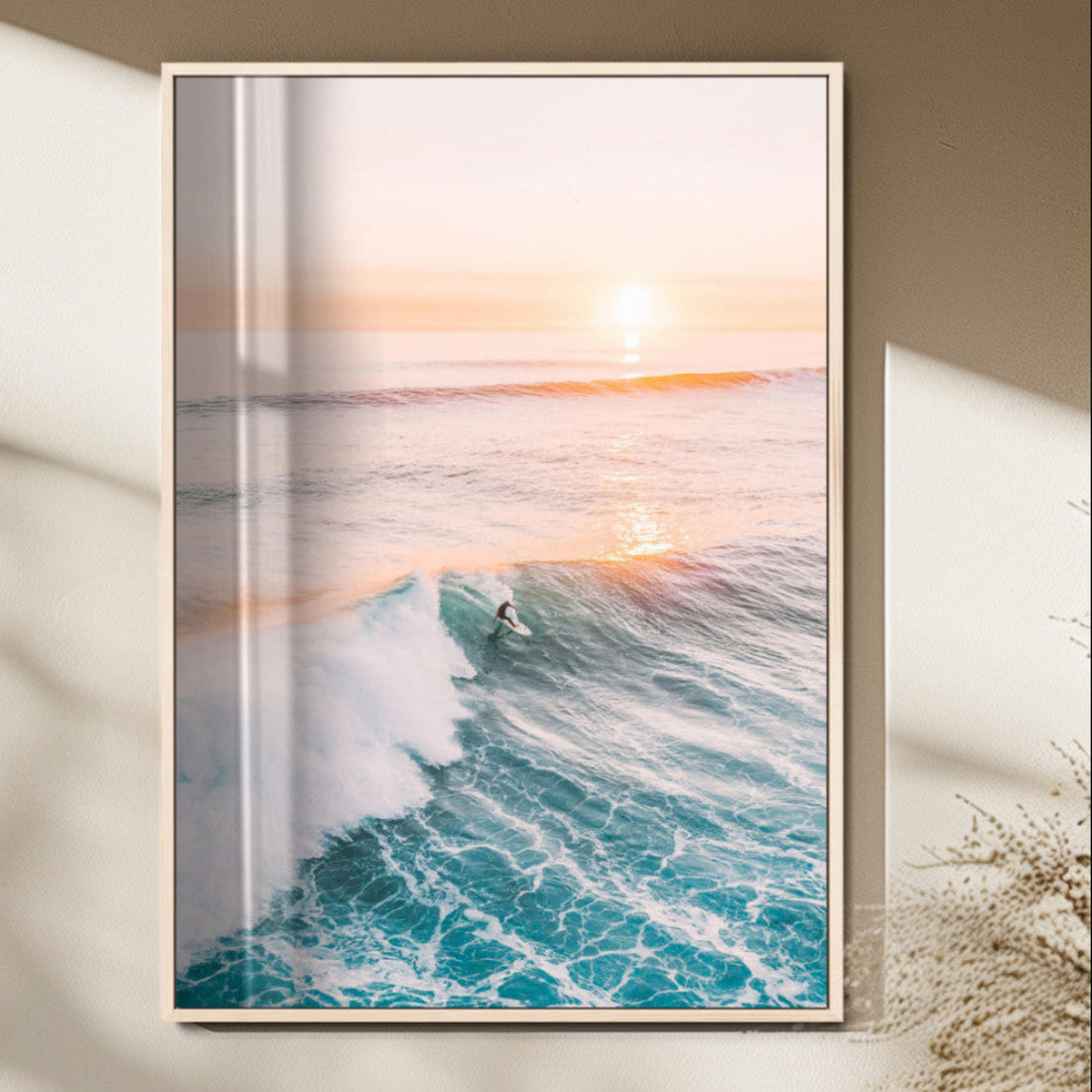 Pastel Ocean Wall Art Canvas Print, Tranquil Nautical Seascape with Soft Waves