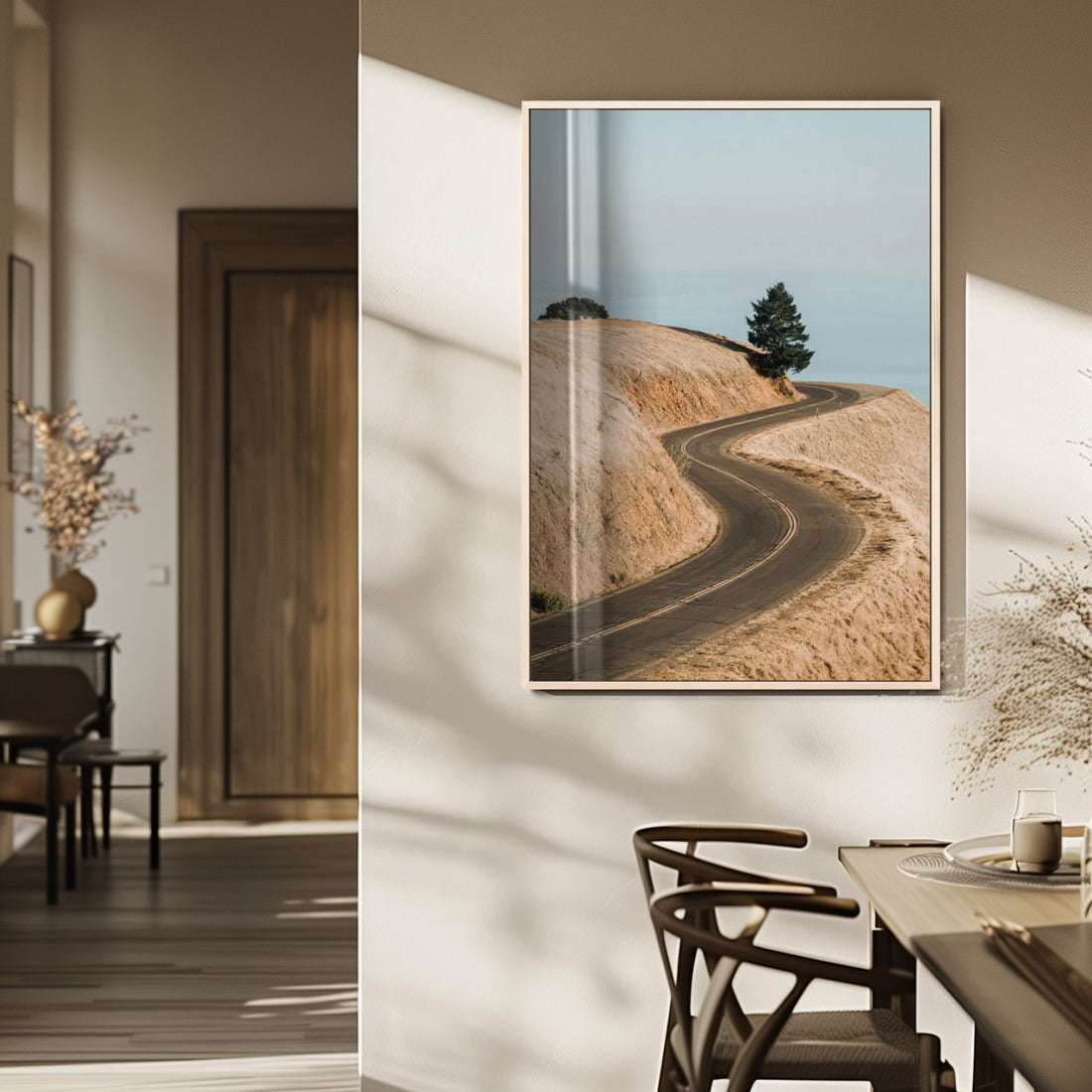 Winding Road Wall Art | Framed Scenic Landscape Canvas