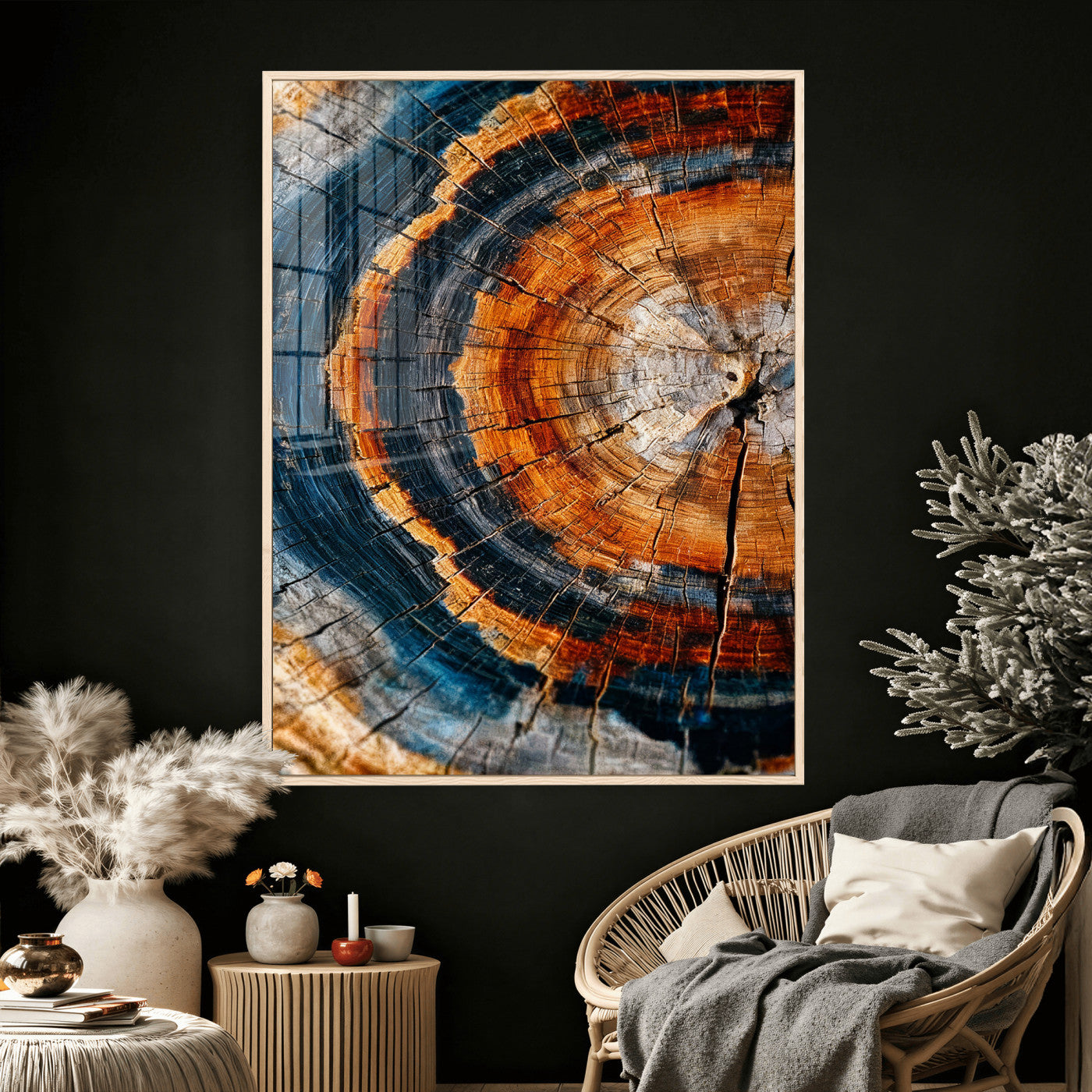 92693966C-MGV-CV-24X36 - Abstract Wood Grain Canvas Print, Tree Ring Pattern Wall Art, Framed Canvas Ready to Hang