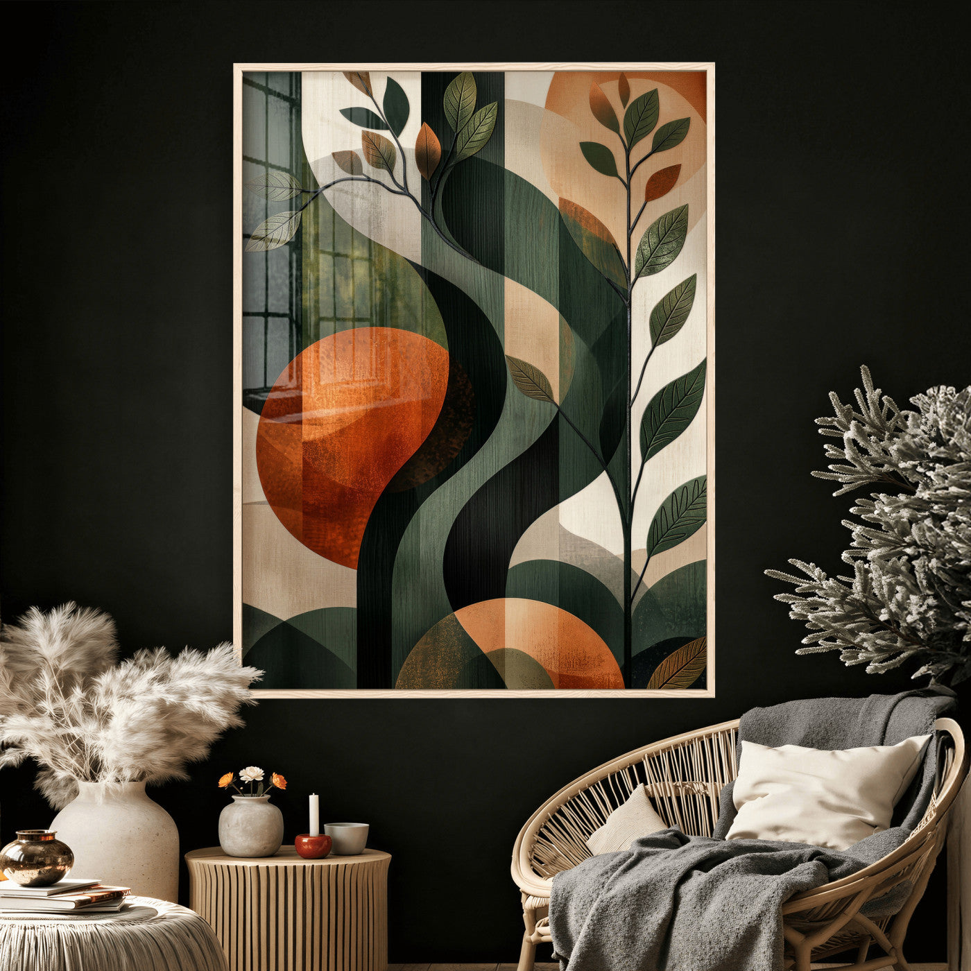 82797335-MGV-CV-24X36 - Abstract Green Flowers Wall Art Canvas Print