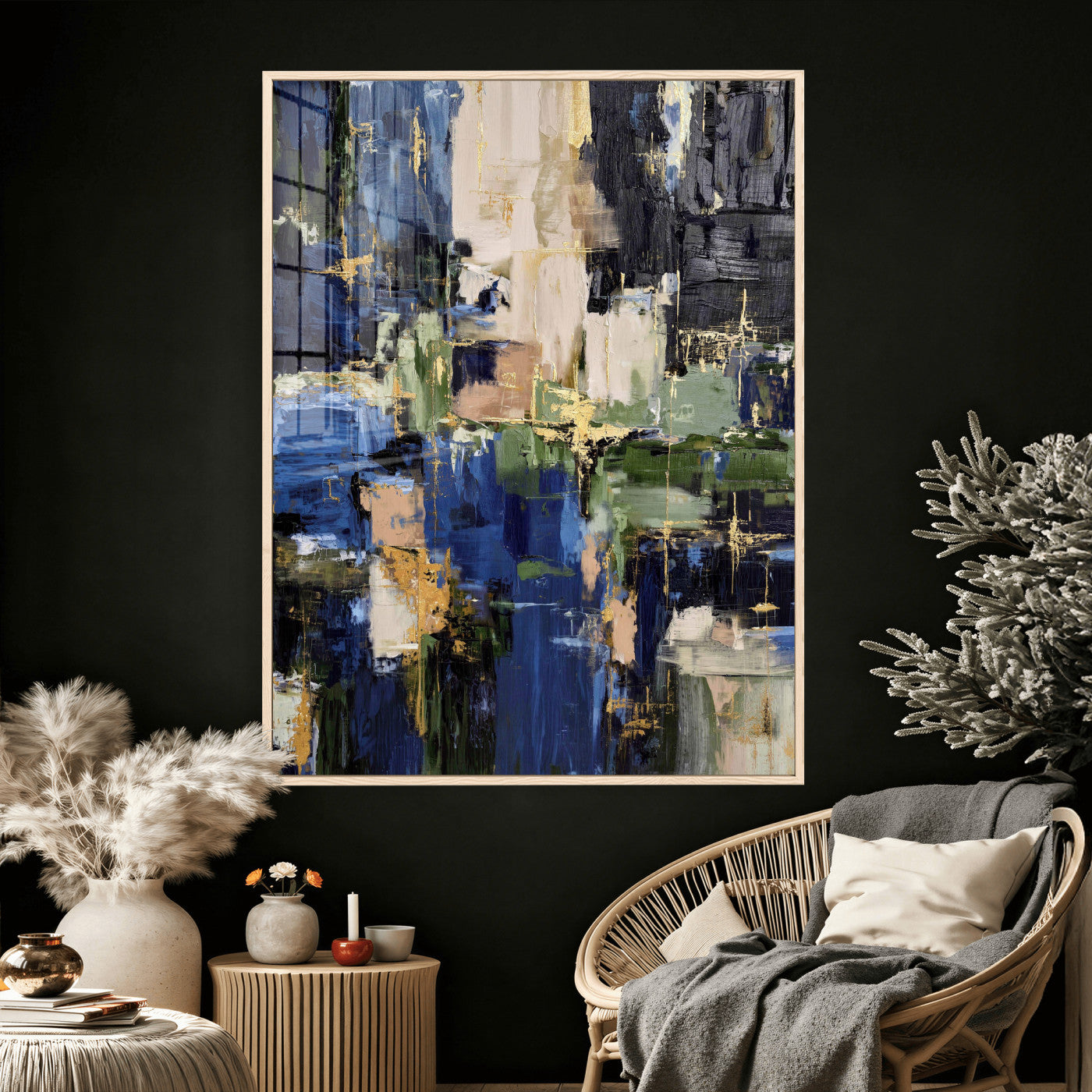 69517274-MGV-CV-24X36 - Abstract Dark Blue Wall Art Canvas Print