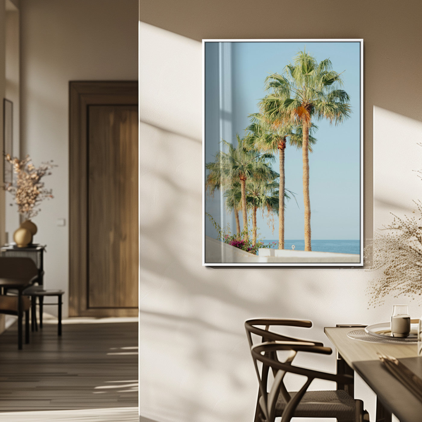 46777020-MGV-FP-48X32-3P_White-Tropical Ocean Canvas Print – Framed Beach Coastal Nautical Wall Art Seascape Landscape Artwork for Home, Office