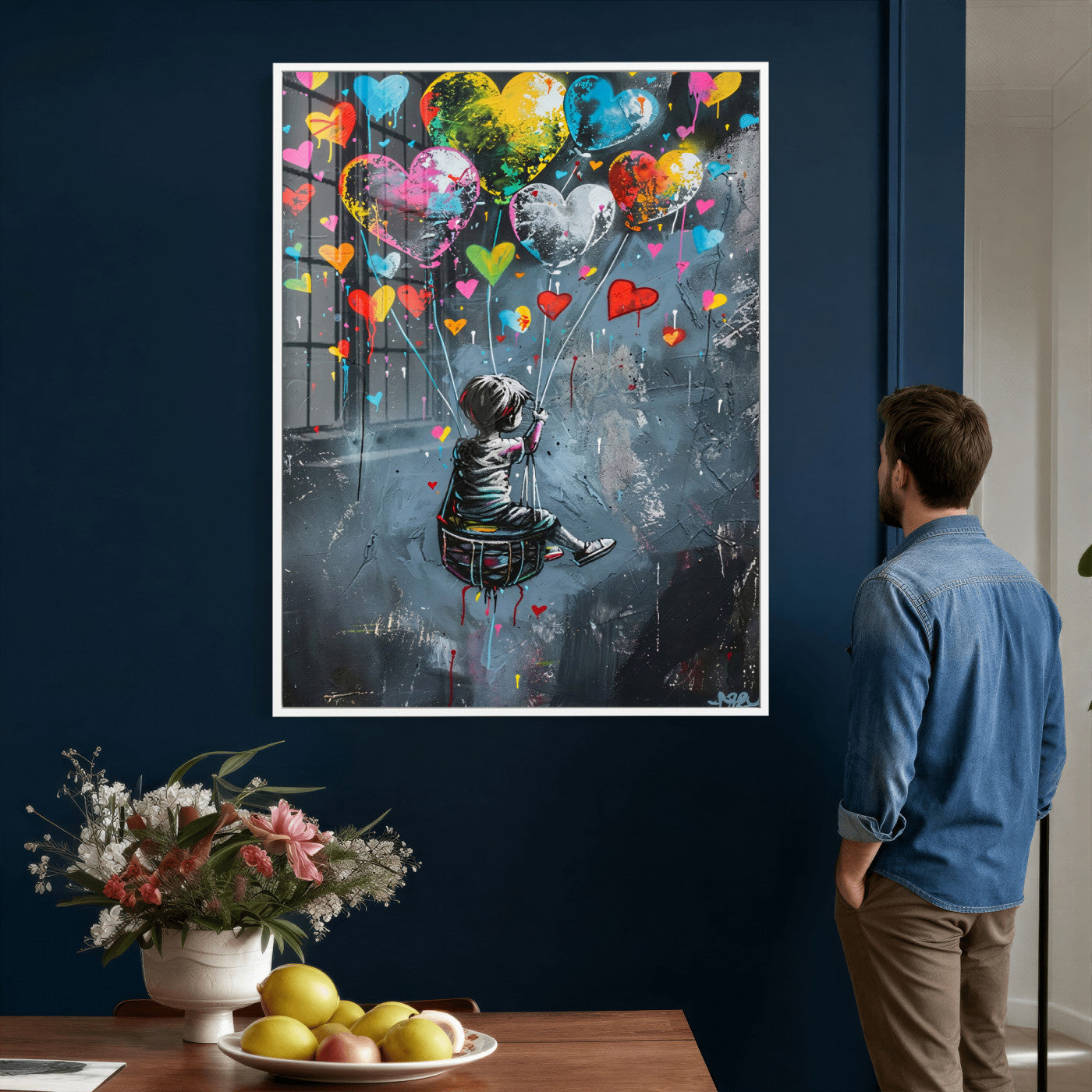 3812625445543-MGV-CV-24X36 - Banksy Balloon Canvas,Banksy Grafitti Art, Balloon Poster, Banksy Art, Wall Art Canvas Design, Ready To Hang Decoration,Wall Art