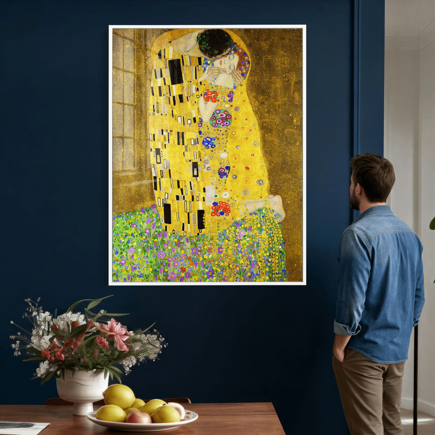 77323081-MGV-CV-24X36 - The Kiss Wall Art Canvas Print – Gustav Klimt Inspired Gold Art Nouveau Painting
