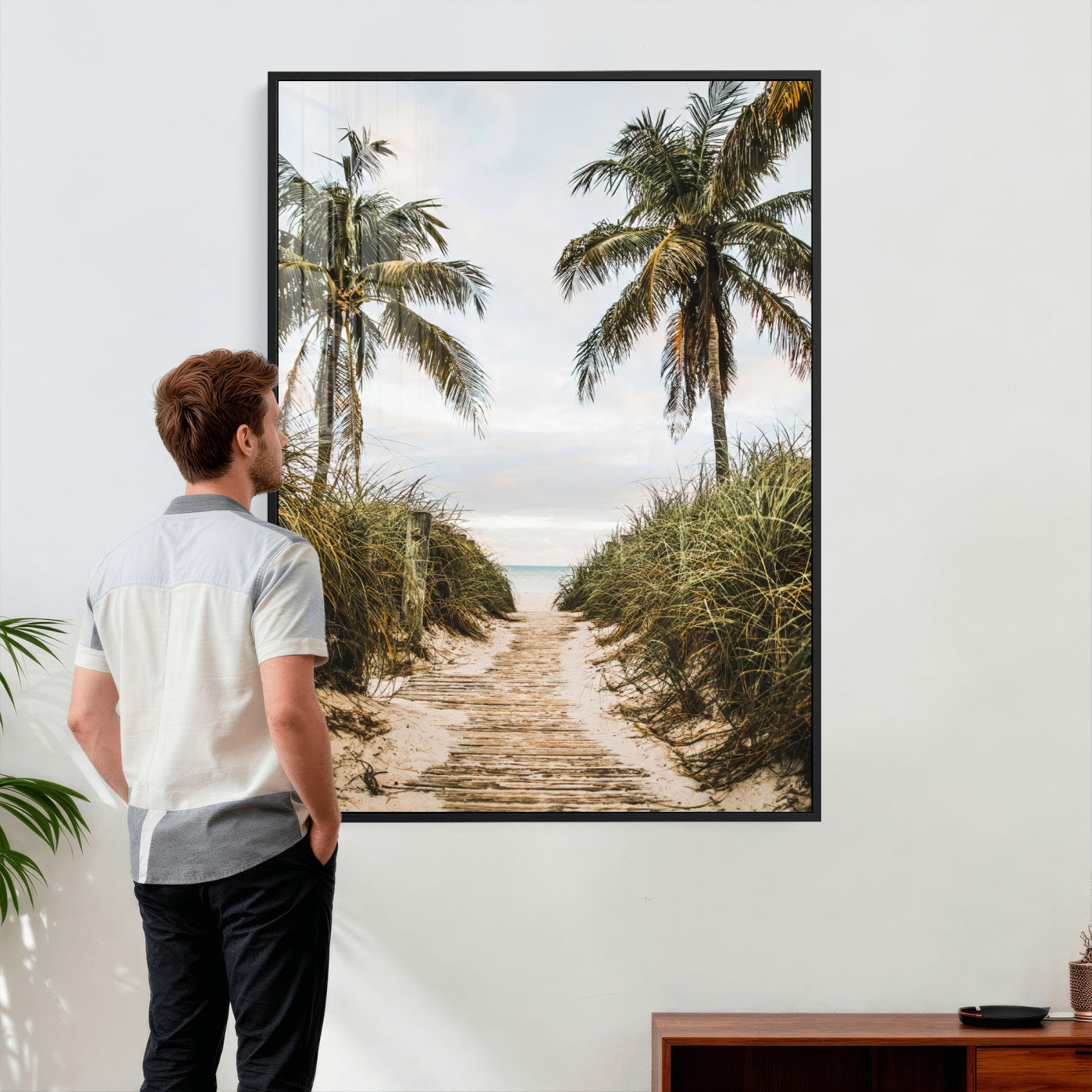 47319550-MGV-CV-24X36 - Tropical Palm Wall Art – Sandy Pathway Canvas Print, Ocean View, Coastal Breeze for Living Room or Beach House Decor
