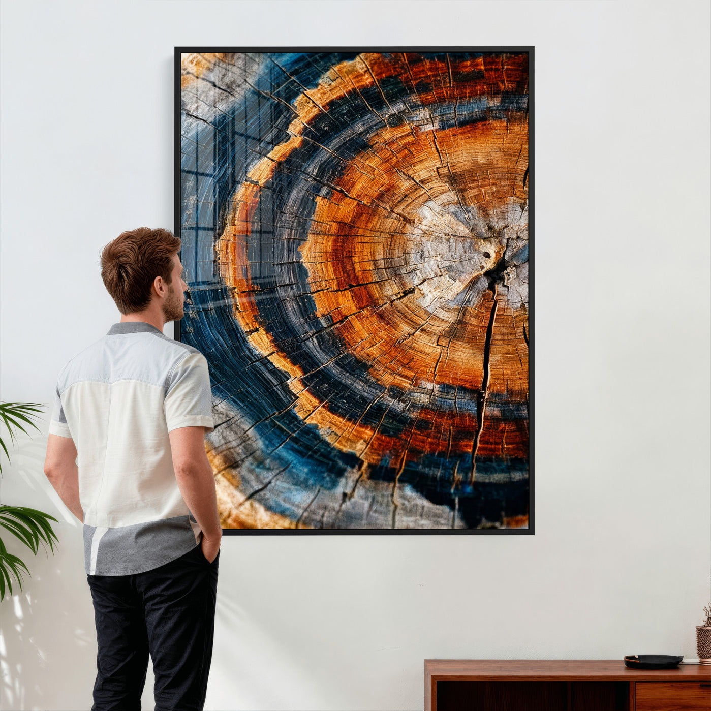 92693966C-MGV-CV-24X36 - Abstract Wood Grain Canvas Print, Tree Ring Pattern Wall Art, Framed Canvas Ready to Hang