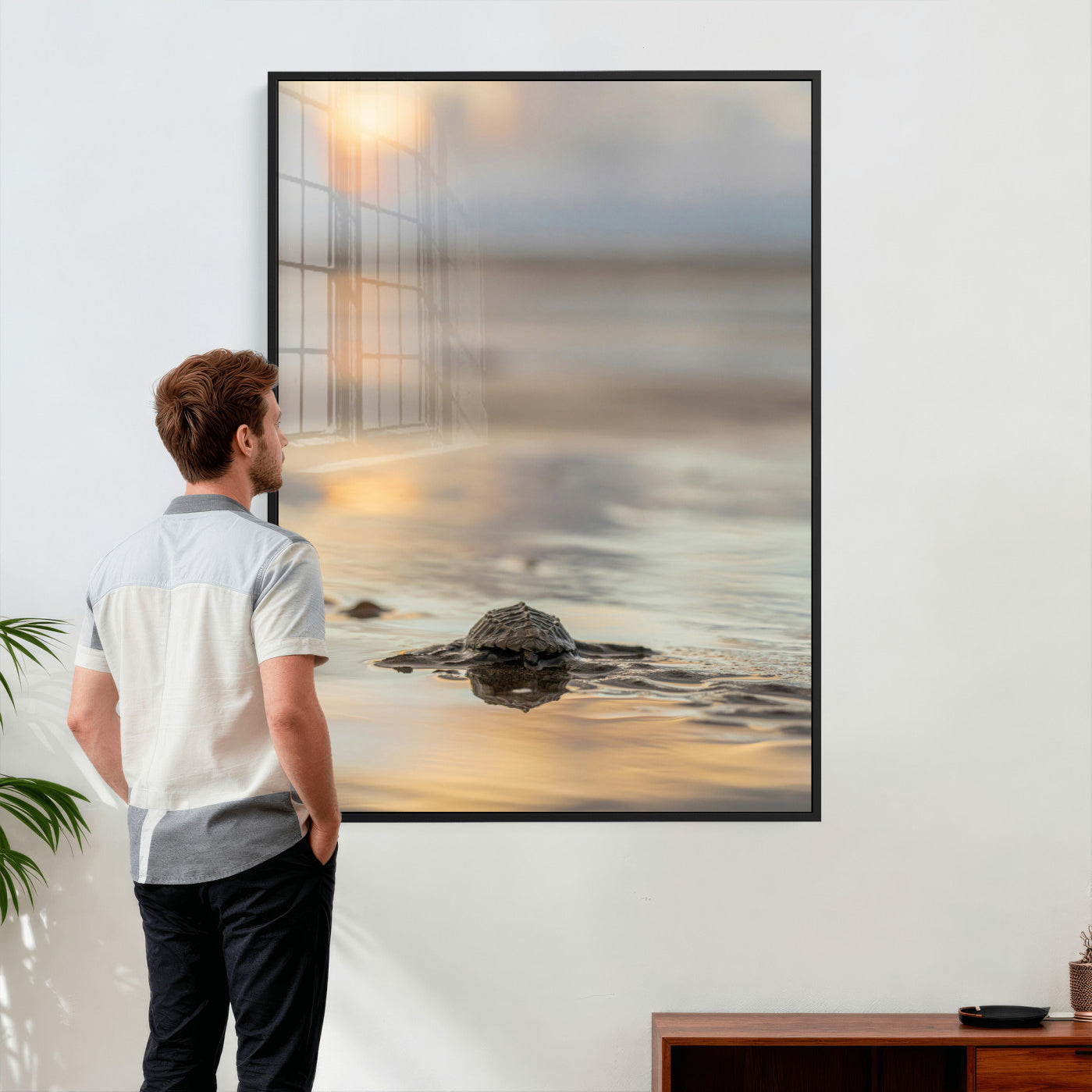 88625581-MGV-CV-24X36 - Sea Turtle Hatchling Wall Art Canvas Print – Soft Coastal Wildlife Photography Artwork Print for Living Room, Bedroom, and Beach House Decor
