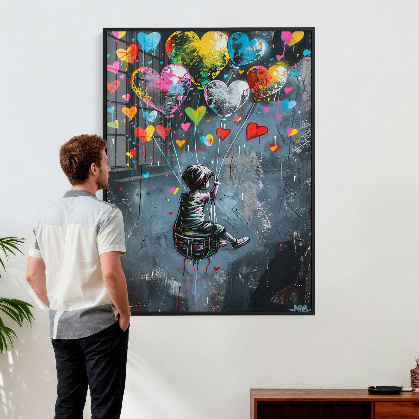 3812625445543-MGV-CV-24X36 - Banksy Balloon Canvas,Banksy Grafitti Art, Balloon Poster, Banksy Art, Wall Art Canvas Design, Ready To Hang Decoration,Wall Art