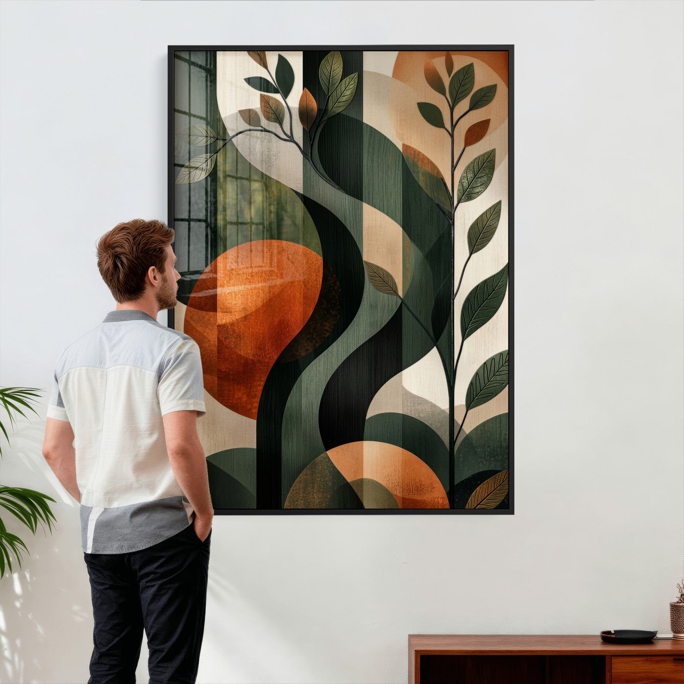 82797335-MGV-CV-24X36 - Abstract Green Flowers Wall Art Canvas Print