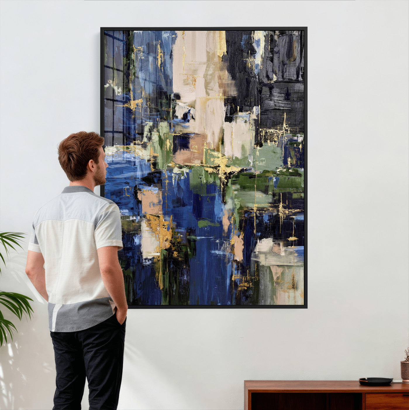 69517274-MGV-CV-24X36 - Abstract Dark Blue Wall Art Canvas Print