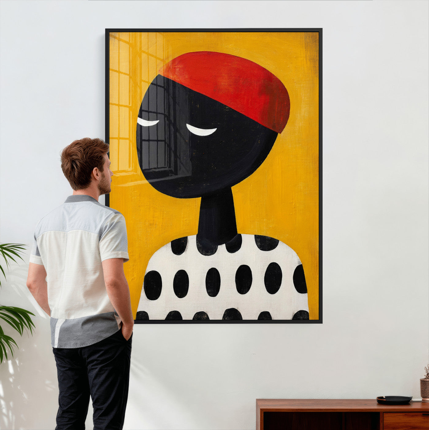 89224103-MGV-CV-24X36 - Abstract Portrait Wall Art Canvas Print, Framed Modern Figurative Artwork, Minimalist Contemporary Statement Wall Decor