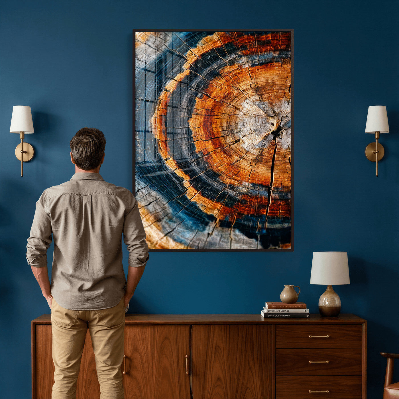 92693966C-MGV-CV-24X36 - Abstract Wood Grain Canvas Print, Tree Ring Pattern Wall Art, Framed Canvas Ready to Hang