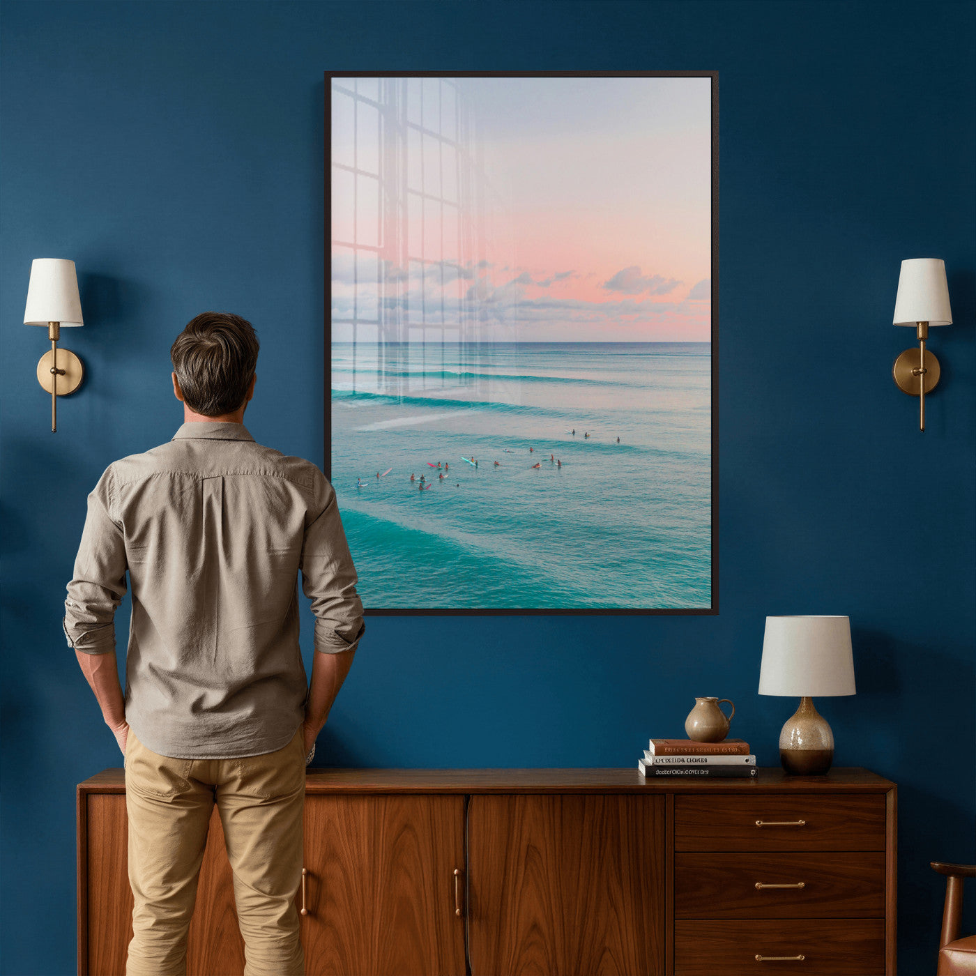 43011896-MGV-CV-24X36 - Beach Walk Wall Art Canvas Print – Soft Coastal Photography Artwork Print for Bedroom, Living Room, and Serene Home Decor