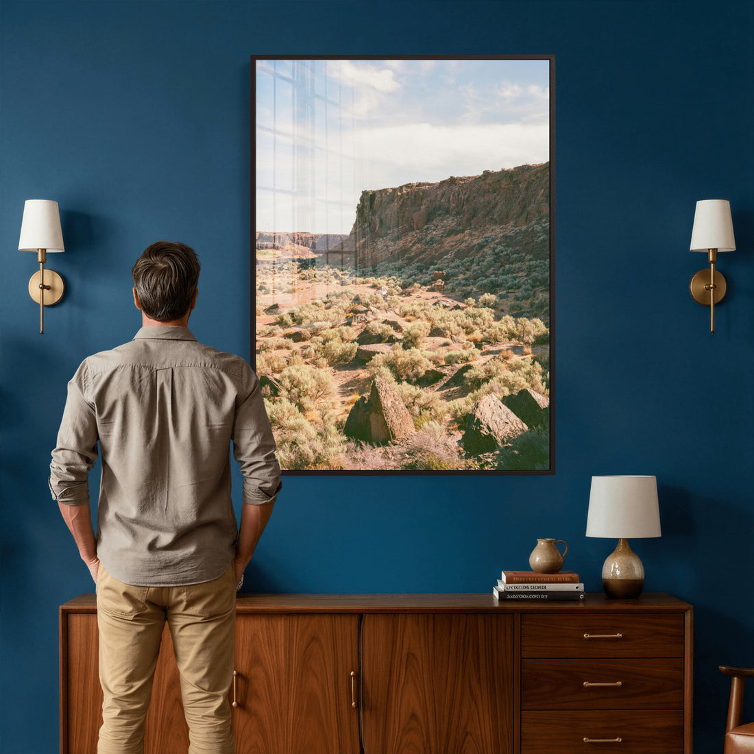 Desert Canyon Landscape Wall Art Canvas Print, Minimal Southwest Decor