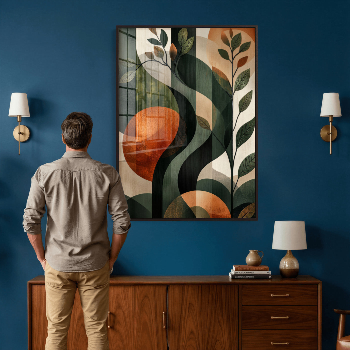 82797335-MGV-CV-24X36 - Abstract Green Flowers Wall Art Canvas Print