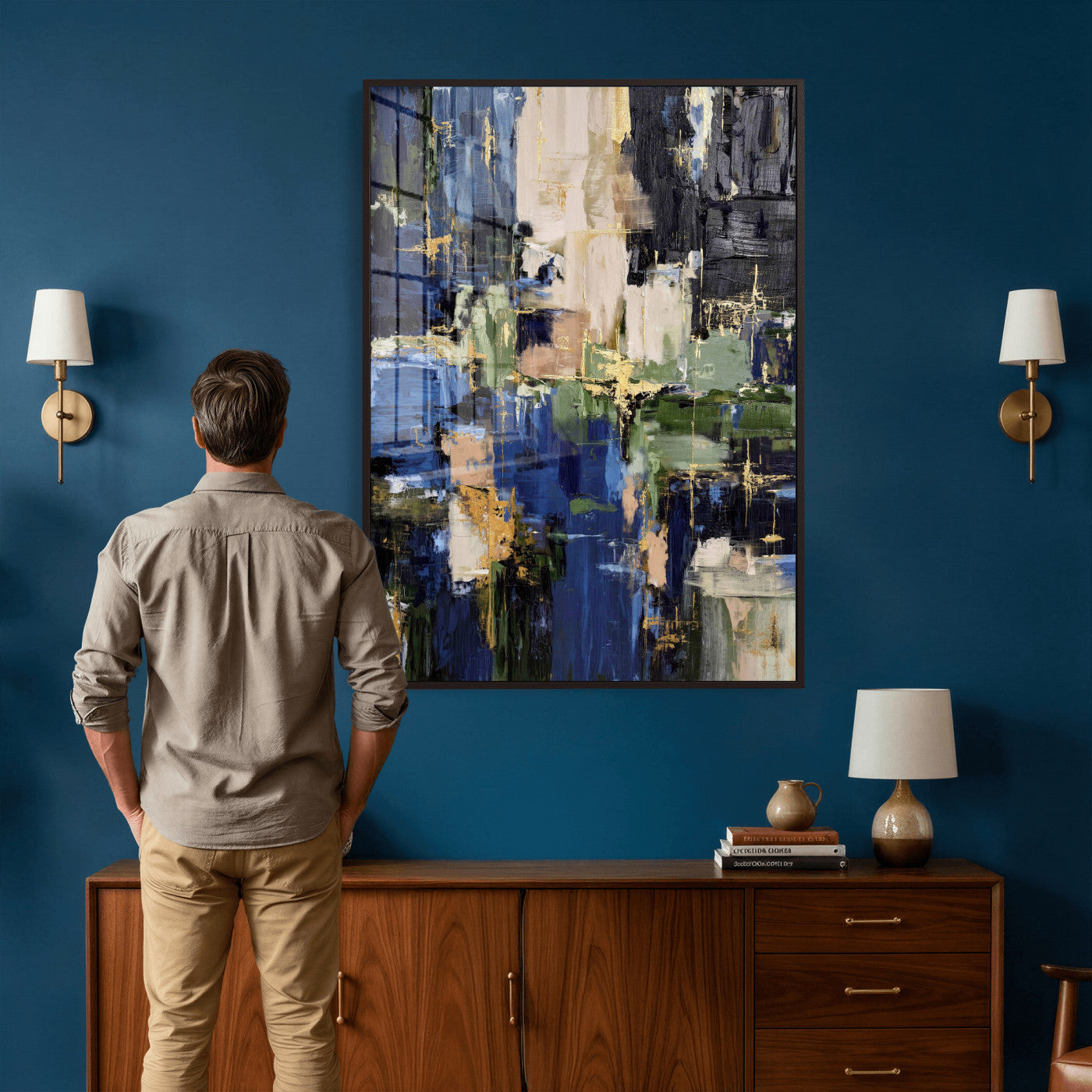 69517274-MGV-CV-24X36 - Abstract Dark Blue Wall Art Canvas Print