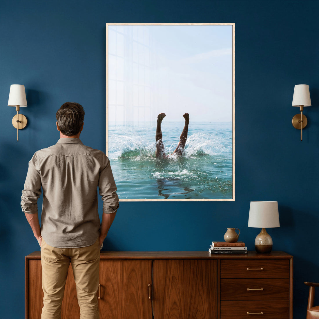 Splash Dive Wall Art | Ocean Waves Canvas Print, Summer Swim