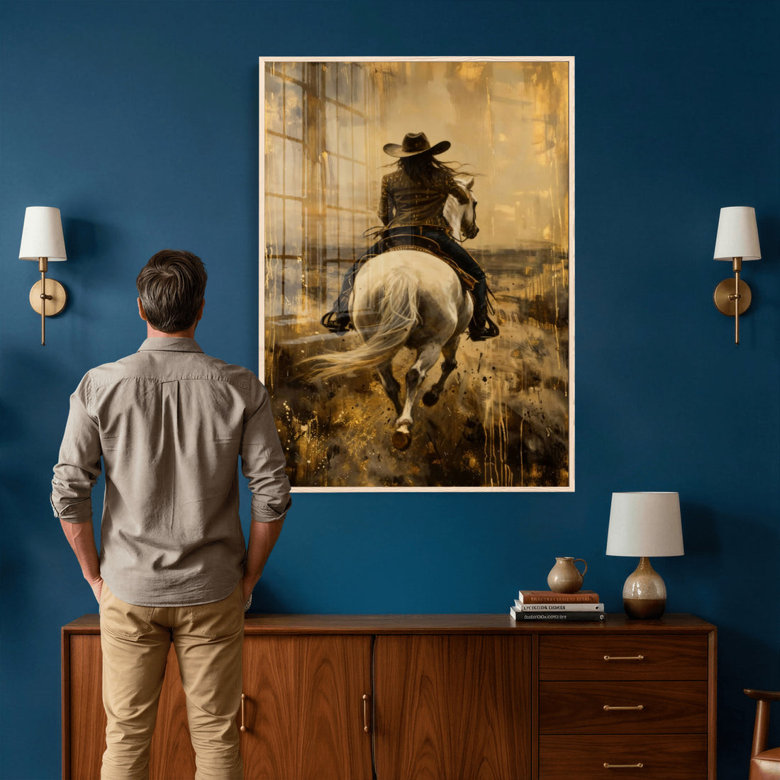 Western Cowgirl Wall Art Canvas Print