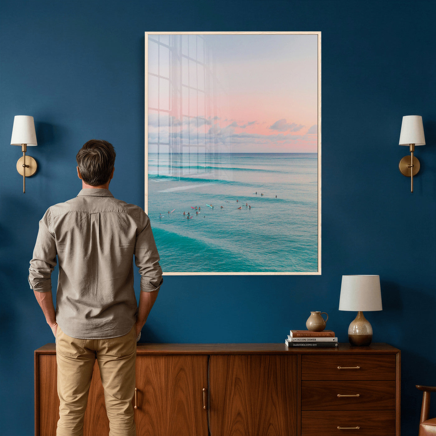 43011896-MGV-CV-24X36 - Beach Walk Wall Art Canvas Print – Soft Coastal Photography Artwork Print for Bedroom, Living Room, and Serene Home Decor