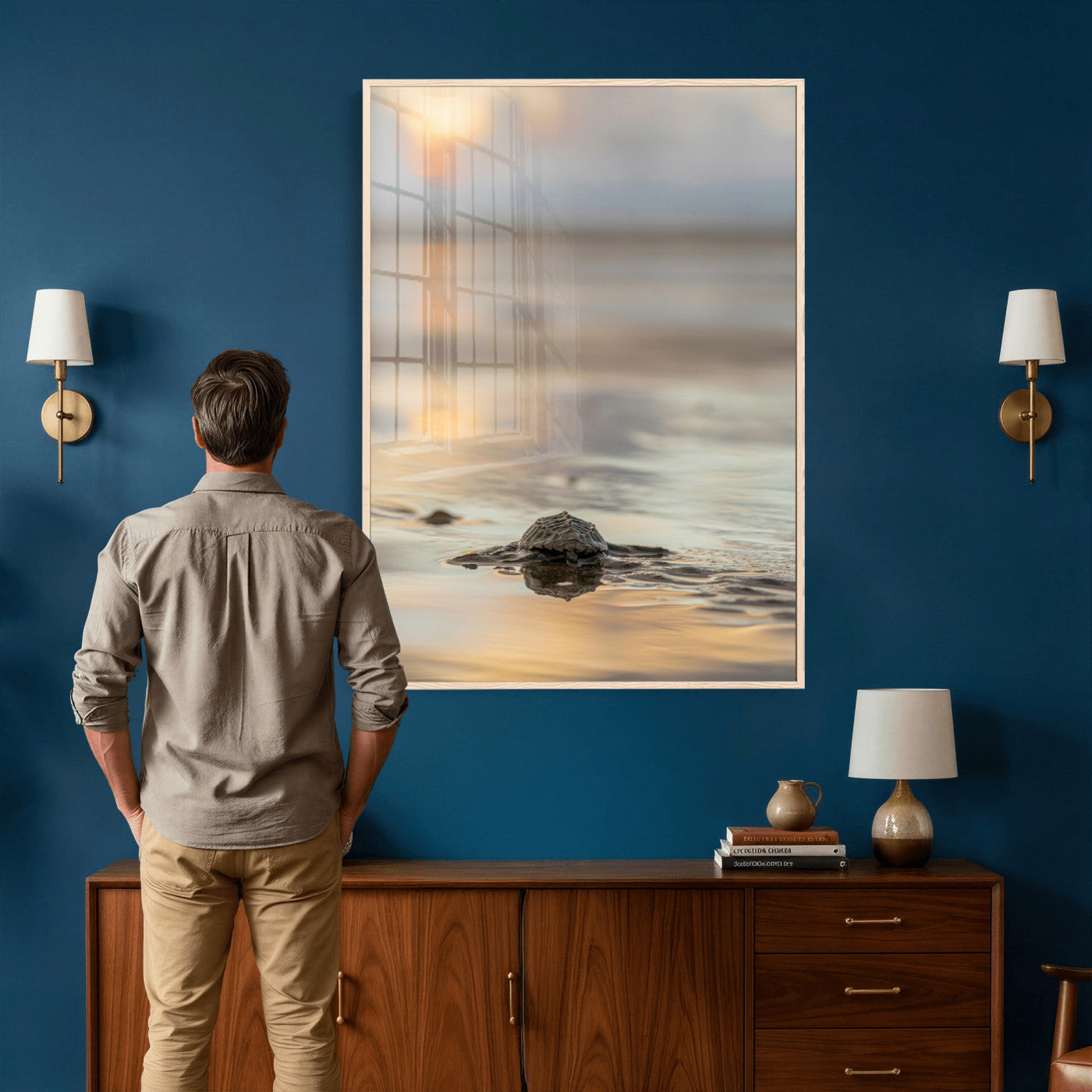 88625581-MGV-CV-24X36 - Sea Turtle Hatchling Wall Art Canvas Print – Soft Coastal Wildlife Photography Artwork Print for Living Room, Bedroom, and Beach House Decor