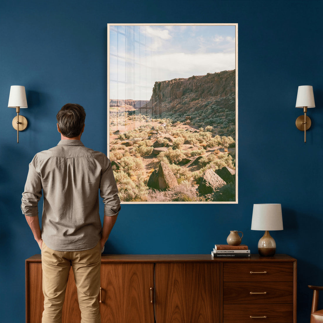 Desert Canyon Landscape Wall Art Canvas Print, Minimal Southwest Decor