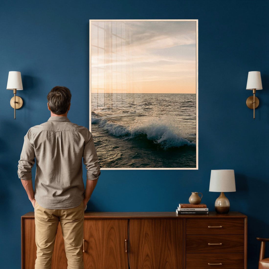 Ocean Wave Wall Art Canvas Print, Calm Coastal Nature Decor