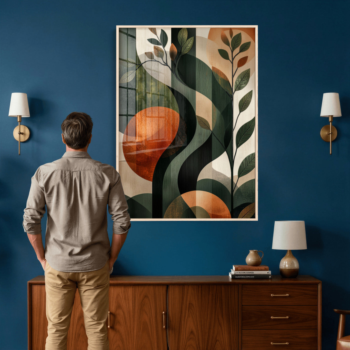 82797335-MGV-CV-24X36 - Abstract Green Flowers Wall Art Canvas Print