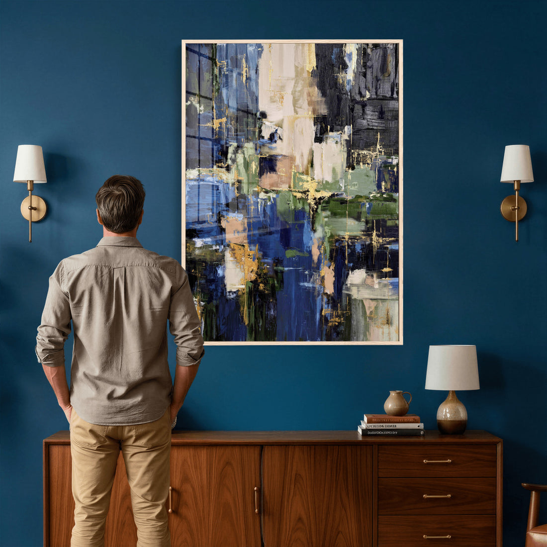 Abstract Dark Blue Wall Art Canvas Print