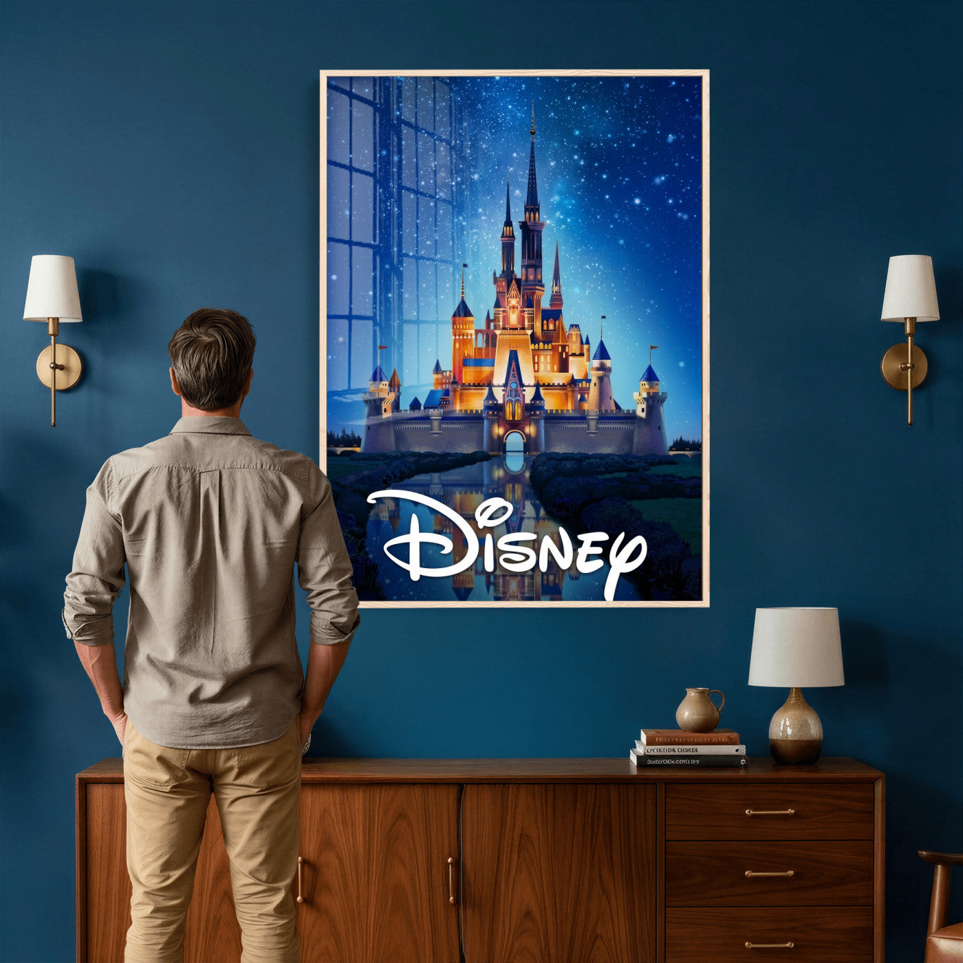 79435DS-MGV-CV-24X36 - Disney Castle Wall Art – Framed Magic Kingdom Canvas Artwork, Fairytale Design, Kids Room Fantasy Decor for Home, Office