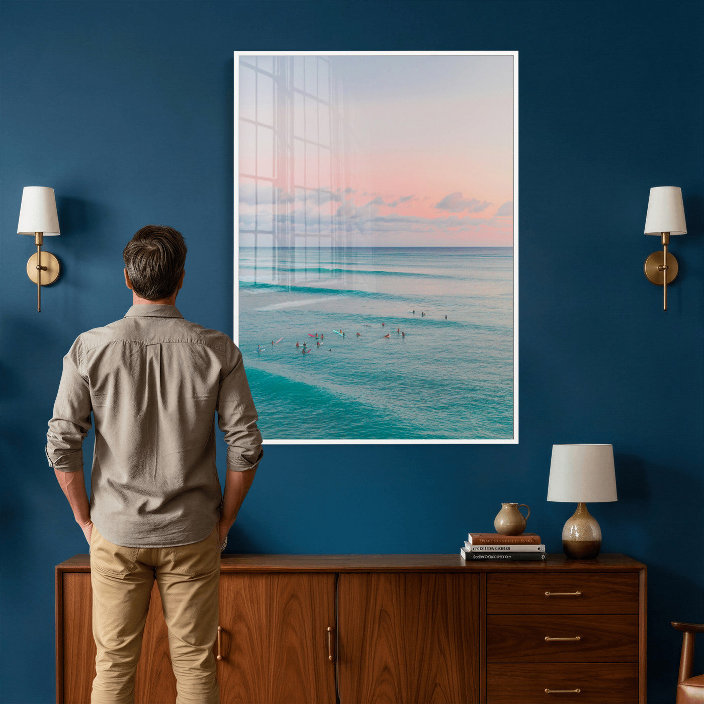 43011896-MGV-CV-24X36 - Beach Walk Wall Art Canvas Print – Soft Coastal Photography Artwork Print for Bedroom, Living Room, and Serene Home Decor