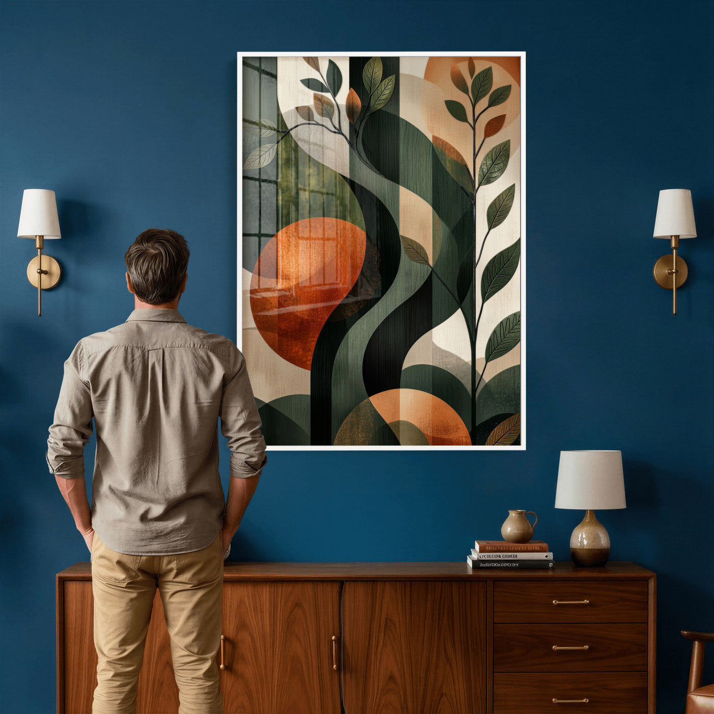 82797335-MGV-CV-24X36 - Abstract Green Flowers Wall Art Canvas Print