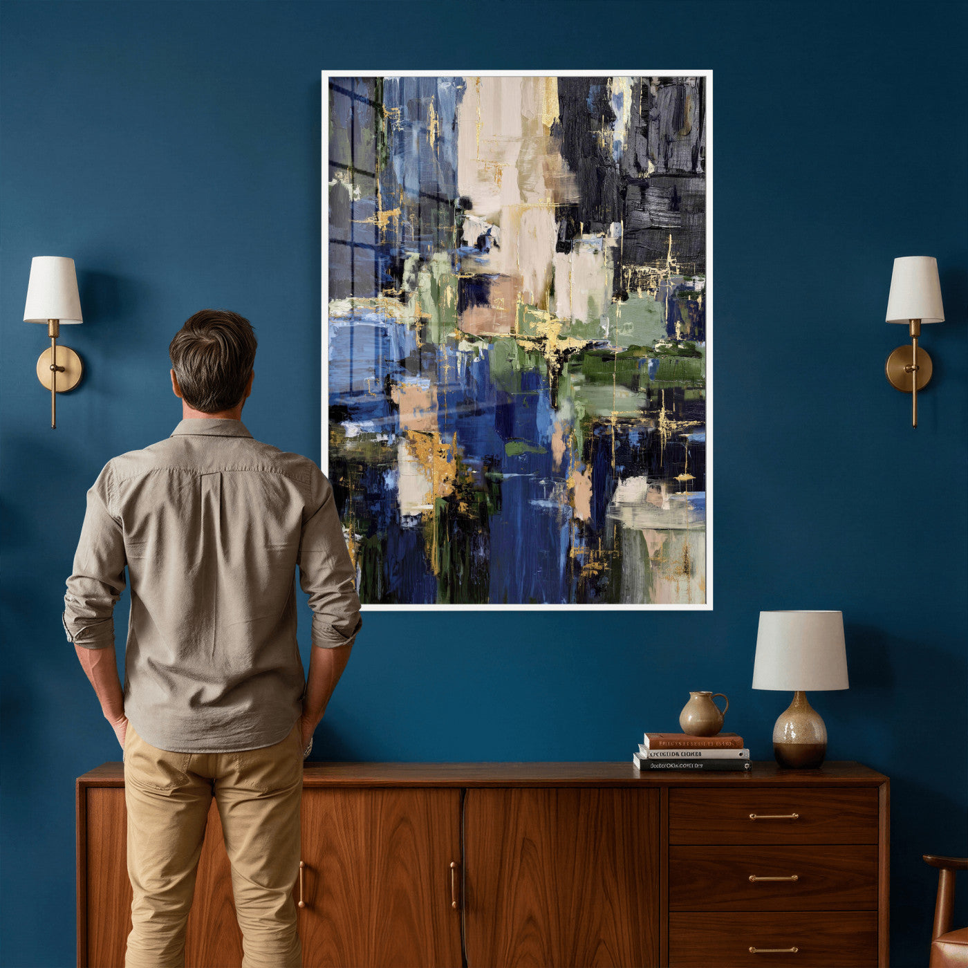 69517274-MGV-CV-24X36 - Abstract Dark Blue Wall Art Canvas Print