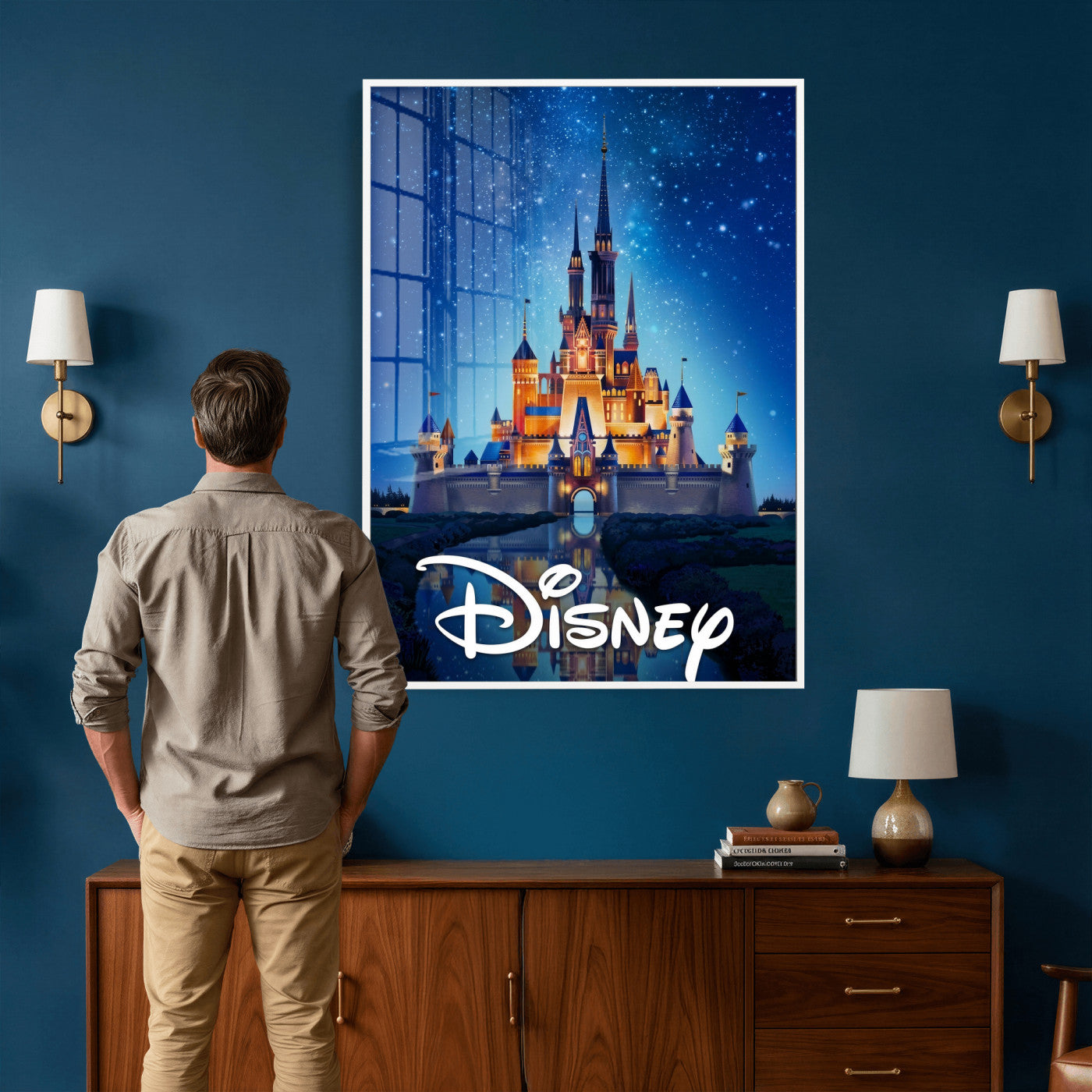 79435DS-MGV-CV-24X36 - Disney Castle Wall Art – Framed Magic Kingdom Canvas Artwork, Fairytale Design, Kids Room Fantasy Decor for Home, Office