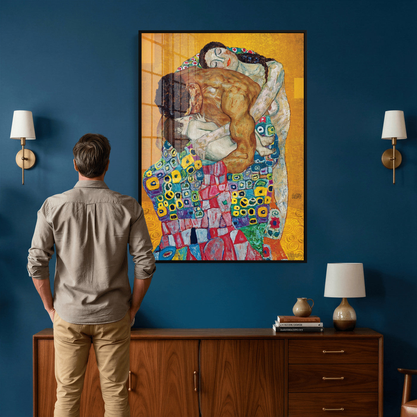 44640476-MGV-CV-24X36 - The Bride Wall Art Canvas Print – Gustav Klimt Inspired Romantic Embrace Painting