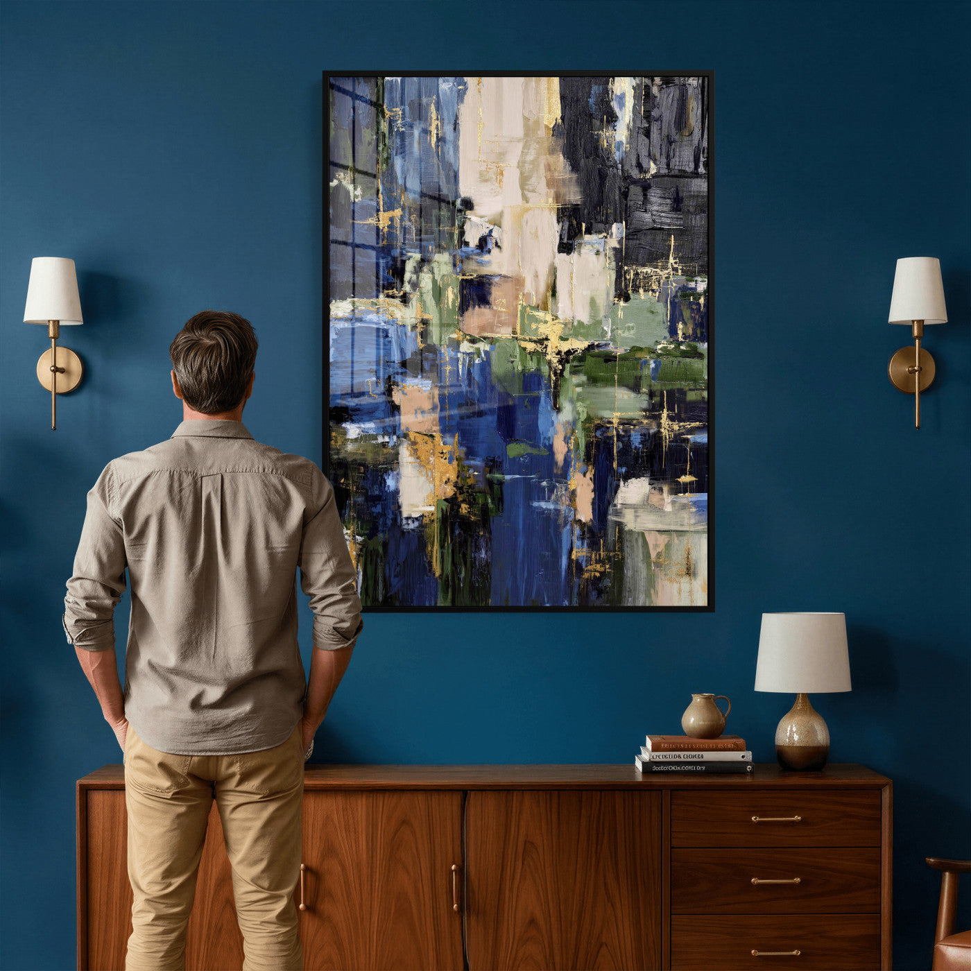 69517274-MGV-CV-24X36 - Abstract Dark Blue Wall Art Canvas Print